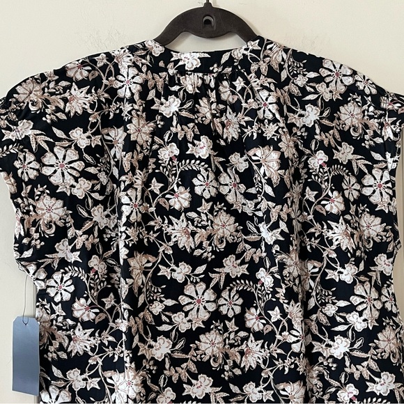 Melrose & Market Floral Black and Cream Women's Designer Blouse Size Medium - Picture 4 of 16